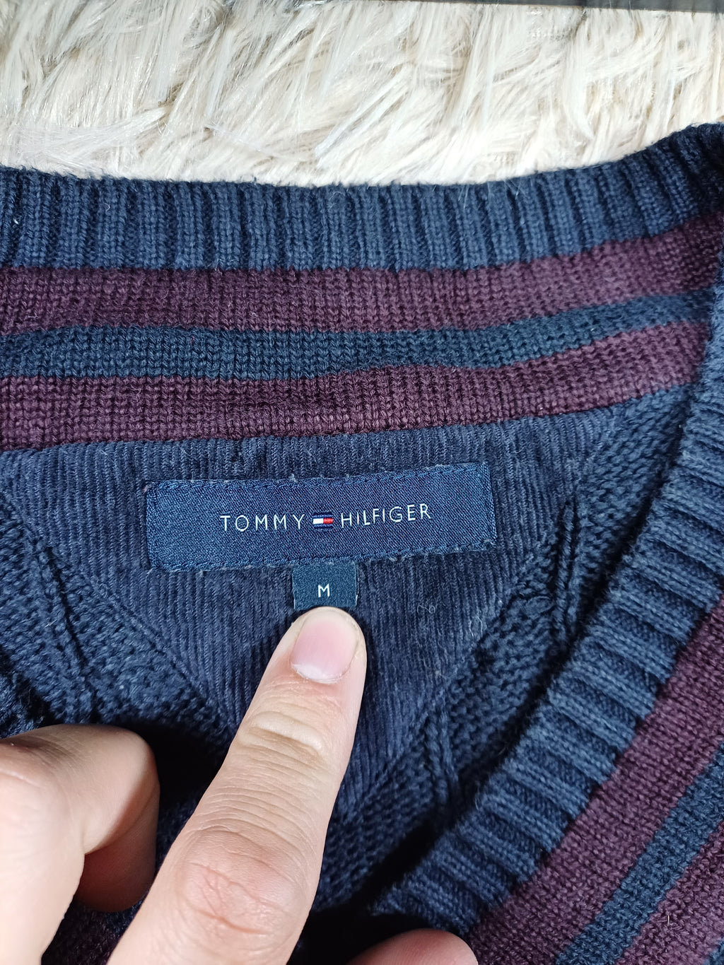 Pull marine Torsadé - Tommy Hilfiger - Taille M