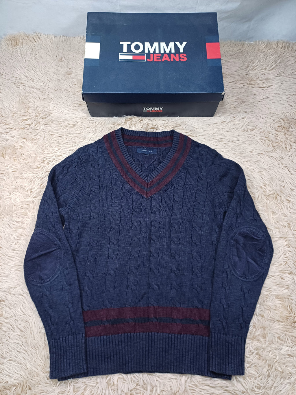 Pull marine Torsadé - Tommy Hilfiger - Taille M