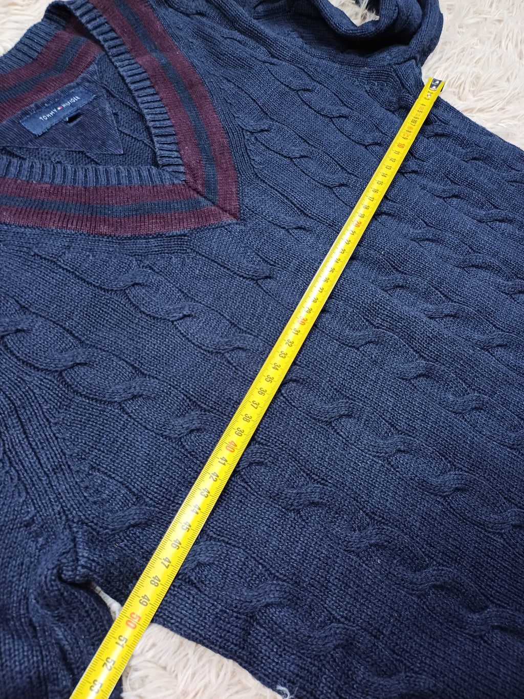 Pull marine Torsadé - Tommy Hilfiger - Taille M