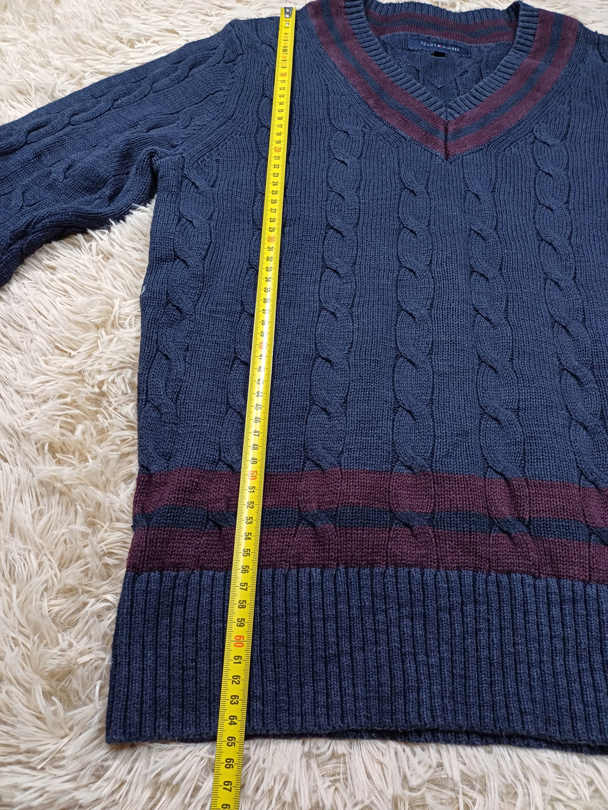 Pull marine Torsadé - Tommy Hilfiger - Taille M