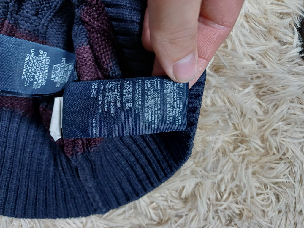 Pull marine Torsadé - Tommy Hilfiger - Taille M