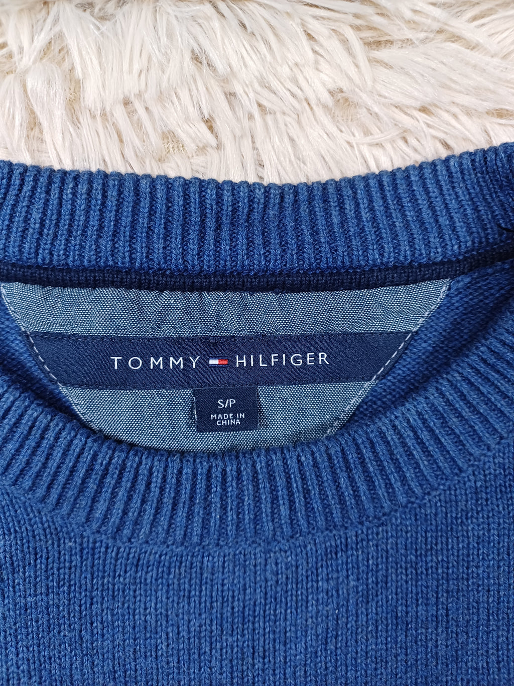 Pull Bleu rayé Bordeau - Tommy Hilfiger - Taille S