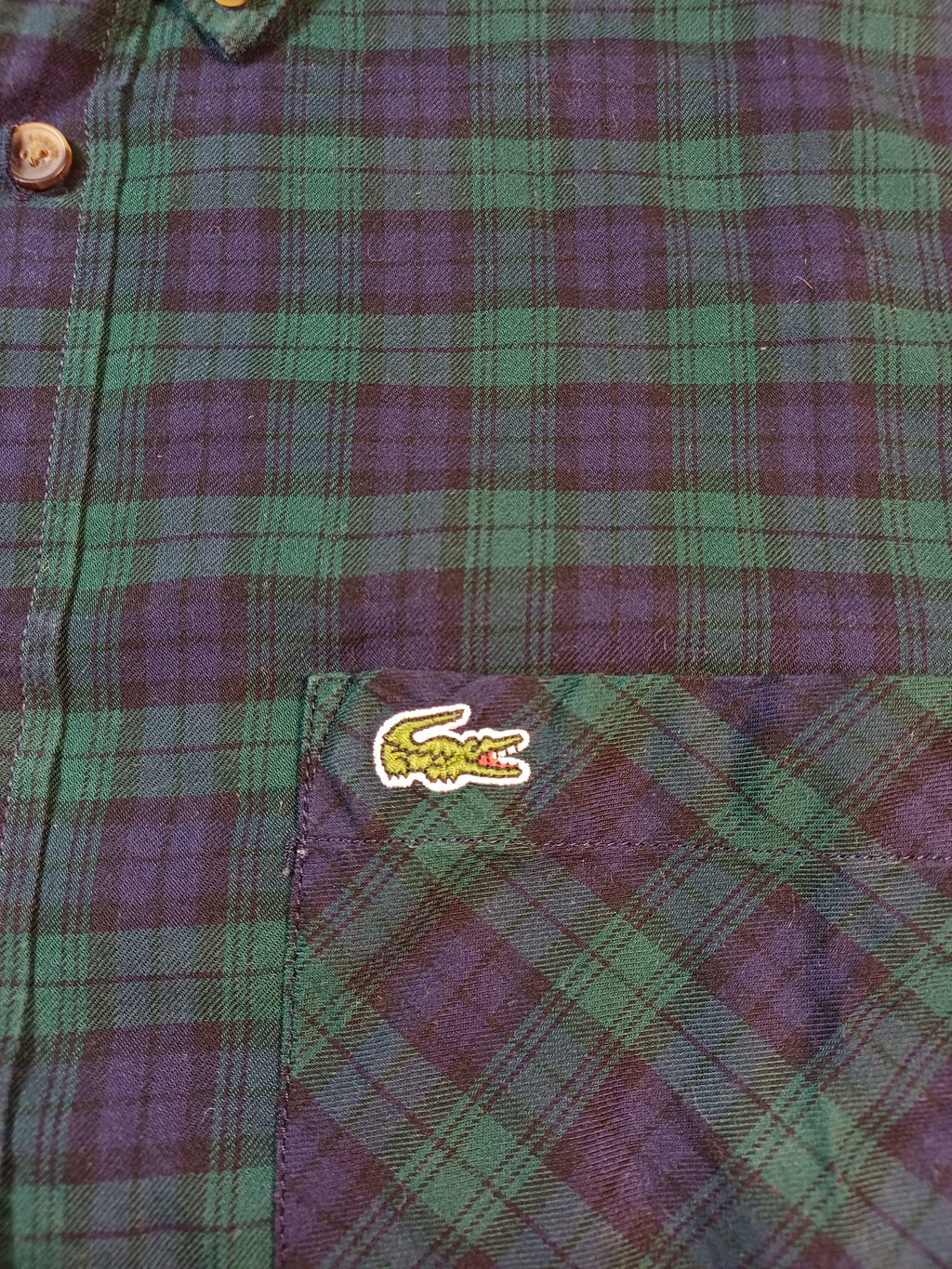 Chemise Lacoste à motif damier bleu et vert - Taille  M  Regular Fit