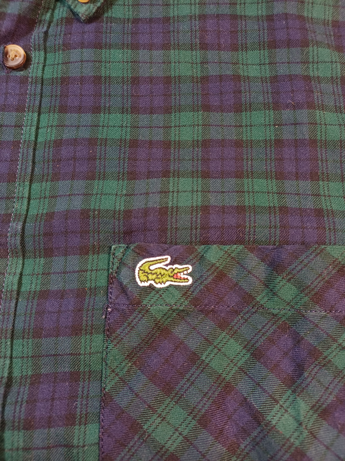 Chemise Lacoste à motif damier bleu et vert - Taille  M  Regular Fit