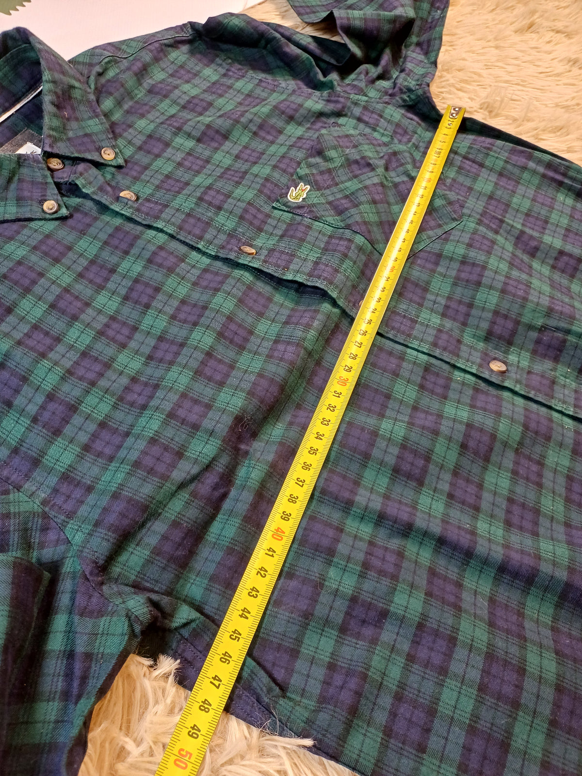 Chemise Lacoste à motif damier bleu et vert - Taille  M  Regular Fit