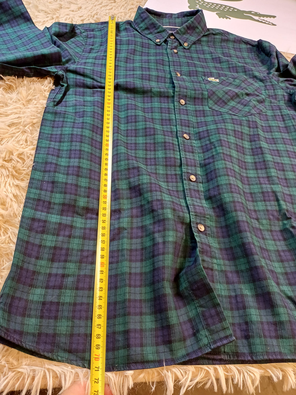 Chemise Lacoste à motif damier bleu et vert - Taille  M  Regular Fit