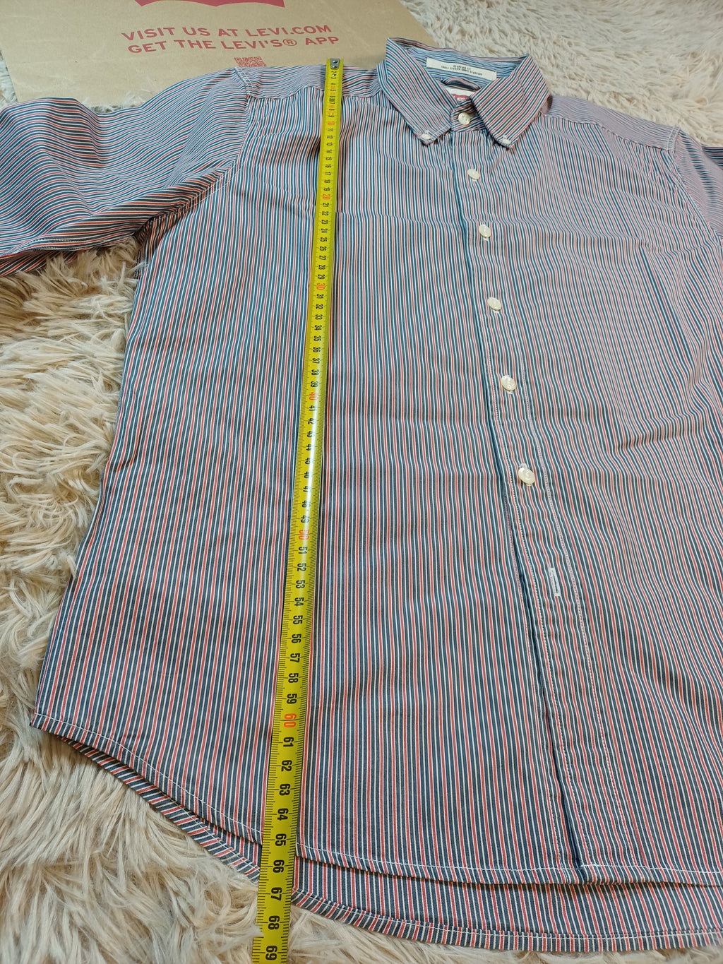 Chemise Levi's rayée bleu, blanc et rouge – Taille S