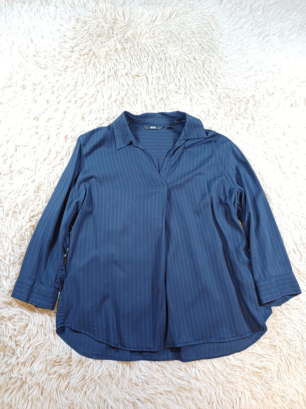 Chemisette Uniqlo en viscose rayée bleue – Taille S
