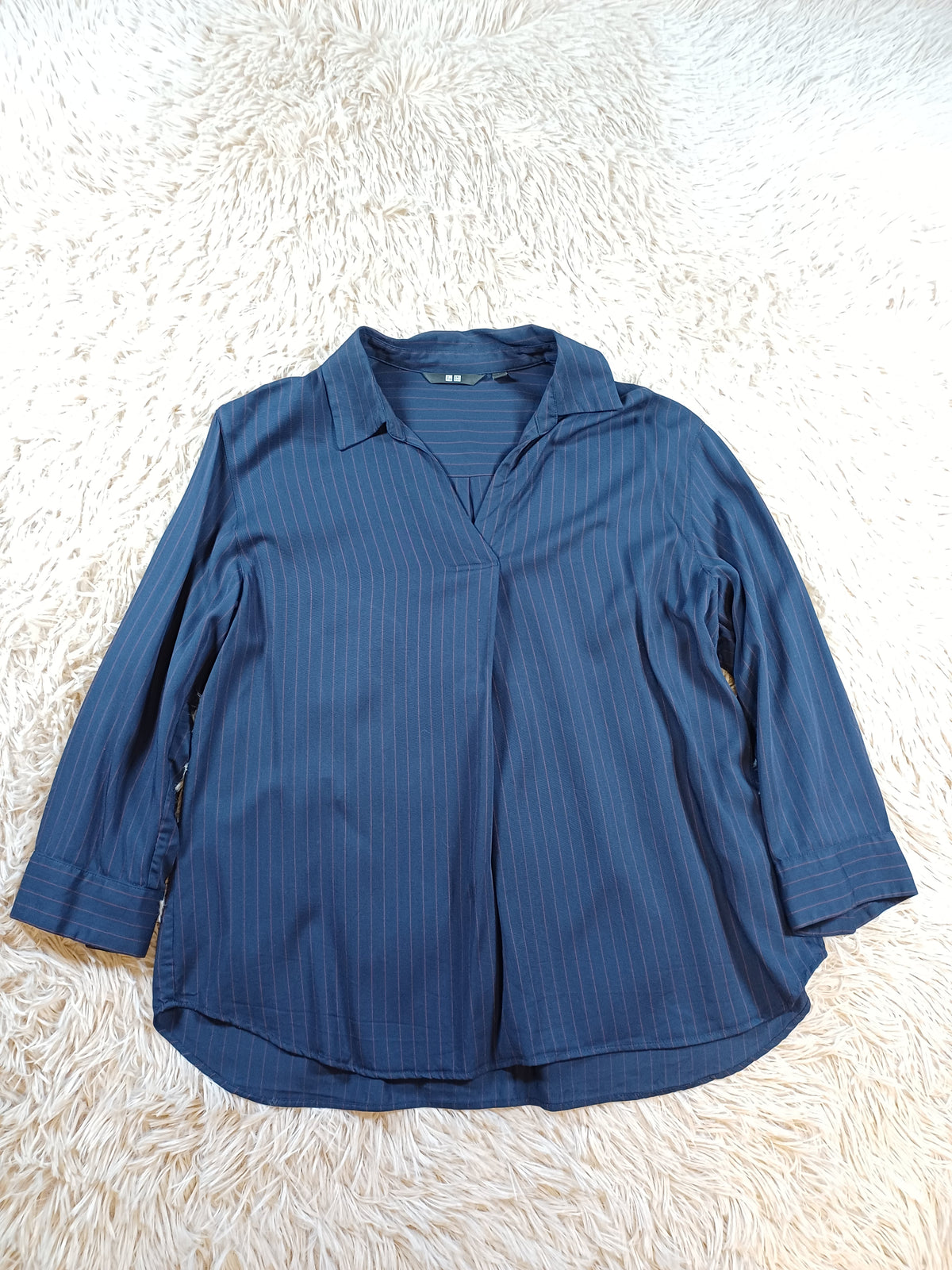 Chemisette Uniqlo en viscose rayée bleue – Taille S