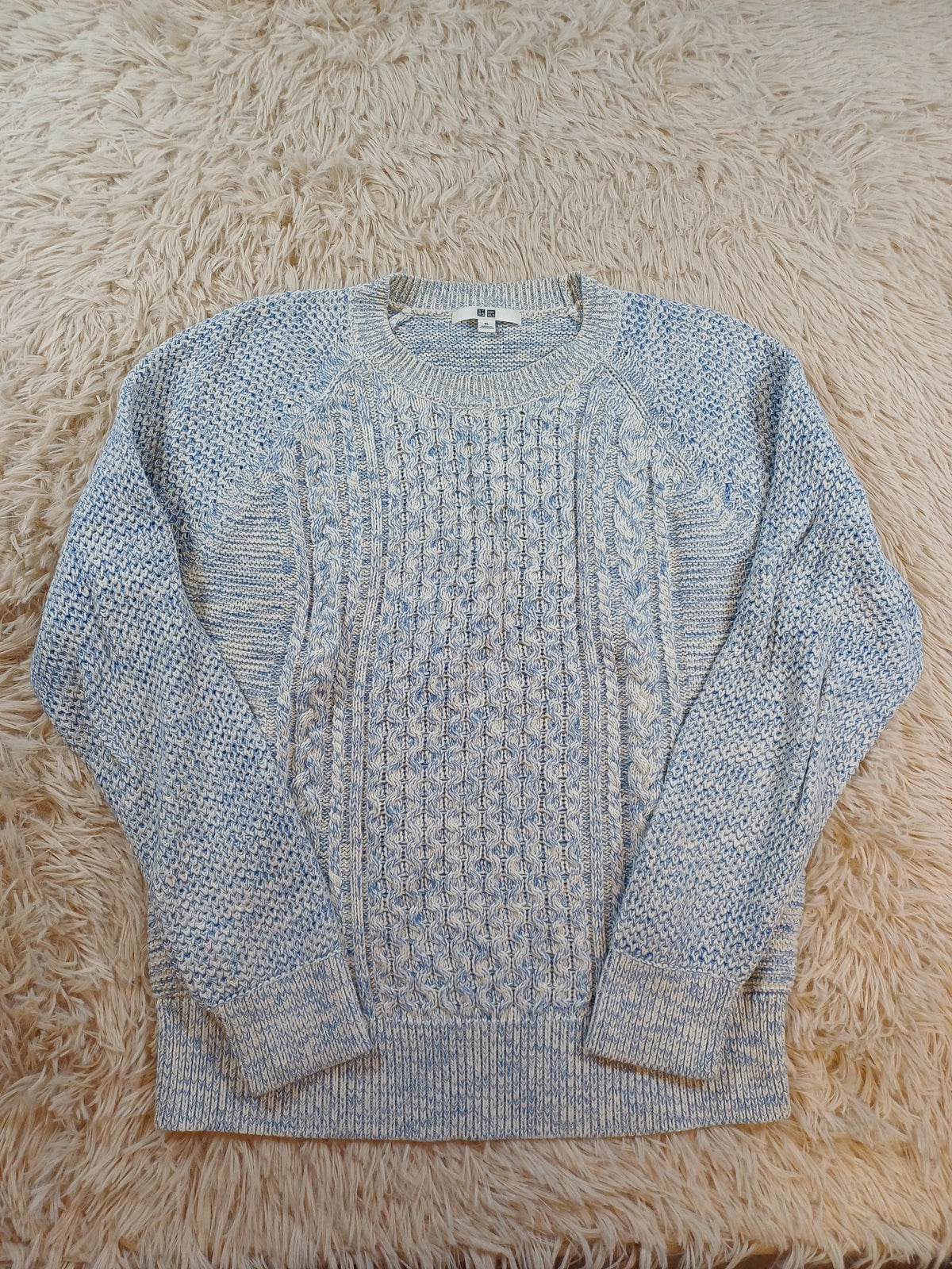 Uniqlo Pull tricot bleu clair et blanc – Taille XL Uniqlo