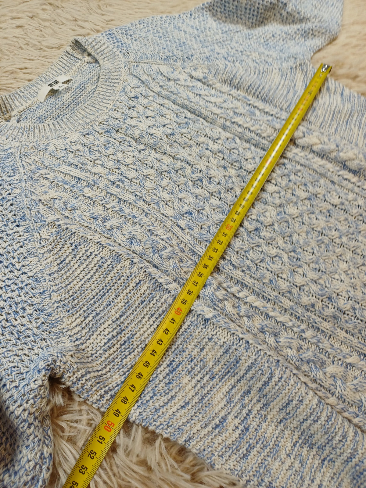 Uniqlo Pull tricot bleu clair et blanc – Taille XL Uniqlo