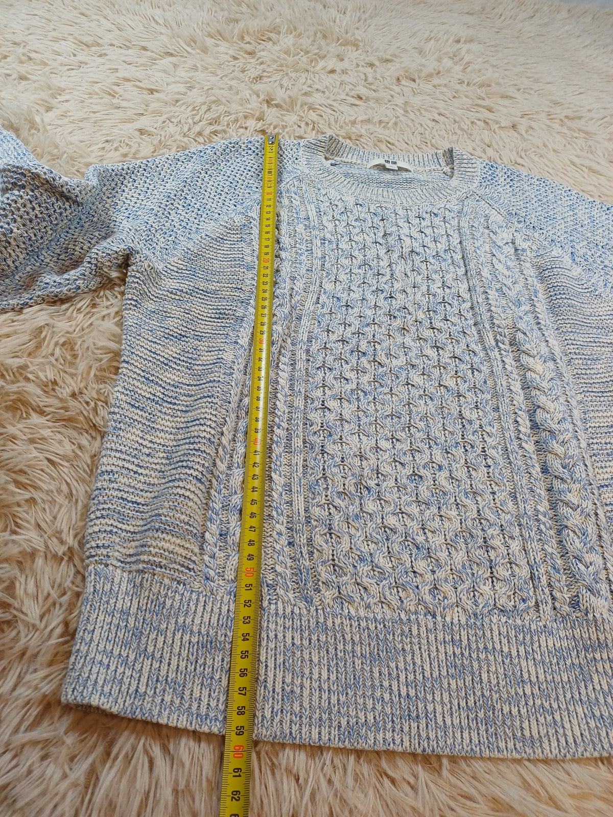 Uniqlo Pull tricot bleu clair et blanc – Taille XL Uniqlo
