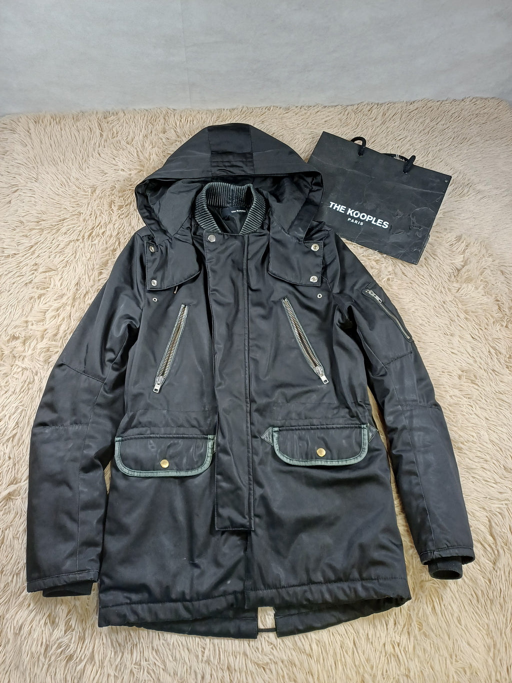 Manteau The Kooples noir à capuche – Taille S