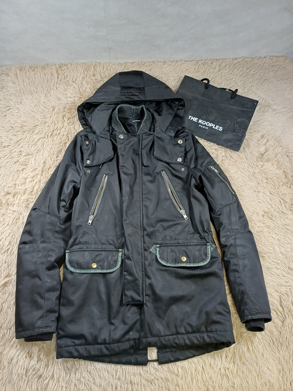 Manteau The Kooples noir à capuche – Taille S
