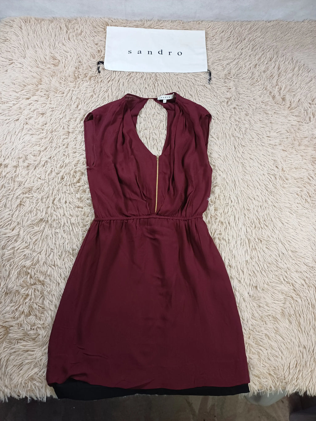 Robe Sandro rouge Bordeau à fermeture devant — Taille 36 Sandro