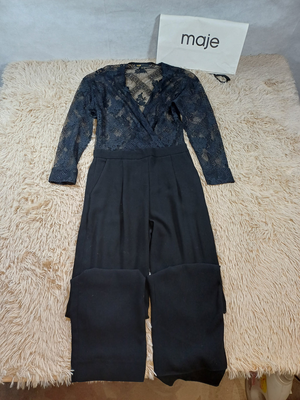 Combinaison noire Maje avec dentelle - Taille M Maje