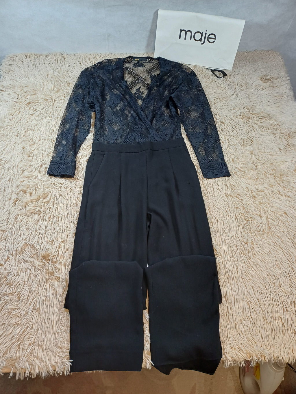 Combinaison noire Maje avec dentelle - Taille M Maje