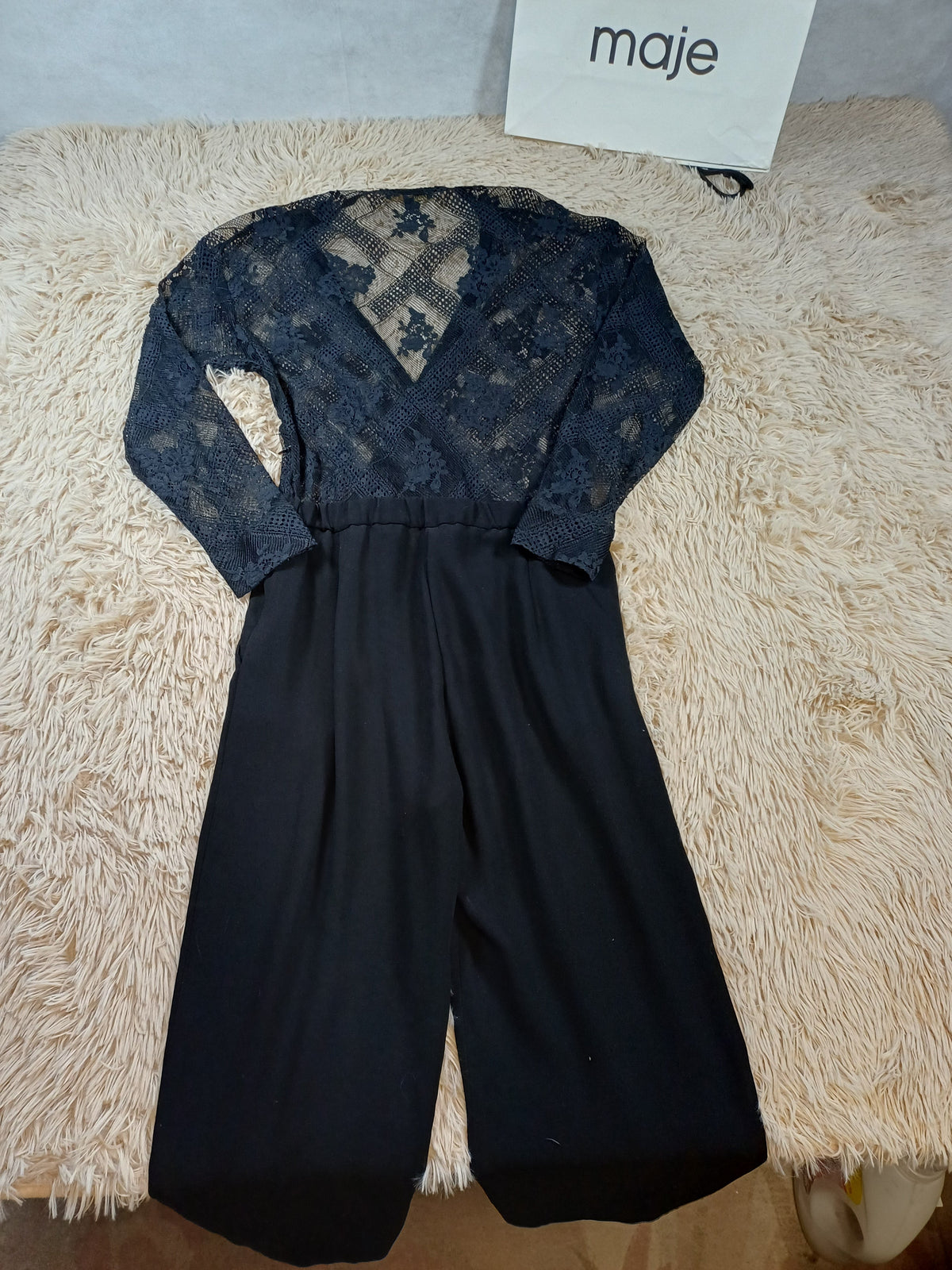 Combinaison noire Maje avec dentelle - Taille M Maje