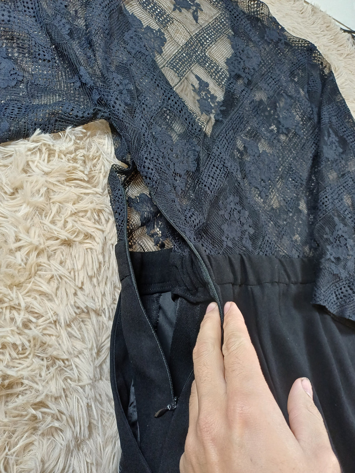 Combinaison noire Maje avec dentelle - Taille M Maje