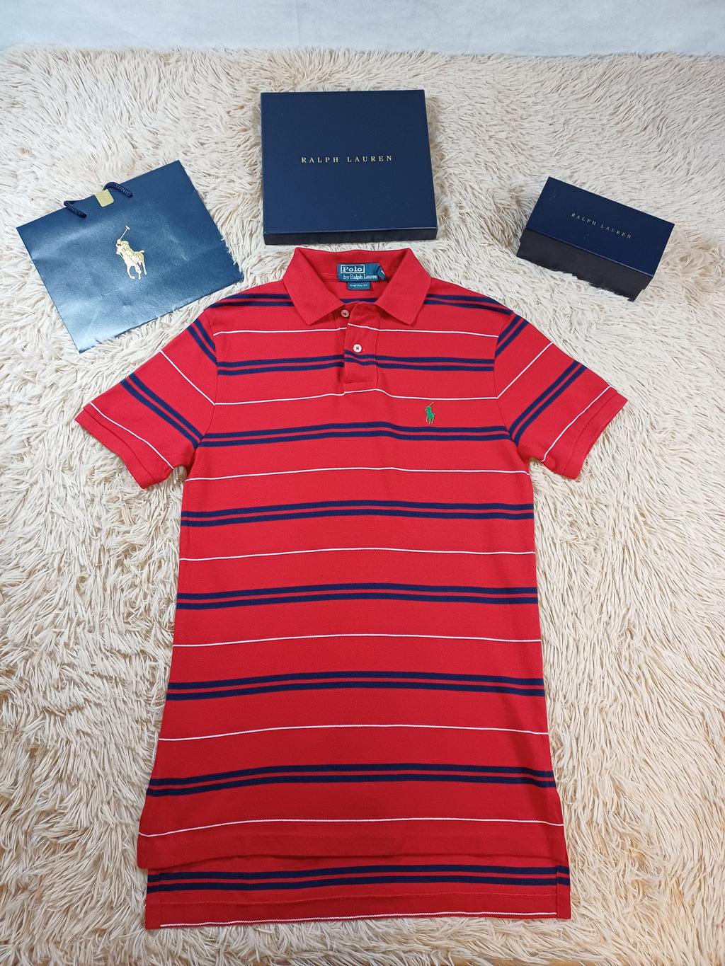 Polo rouge rayé Ralph Lauren – taille S Ralph Lauren