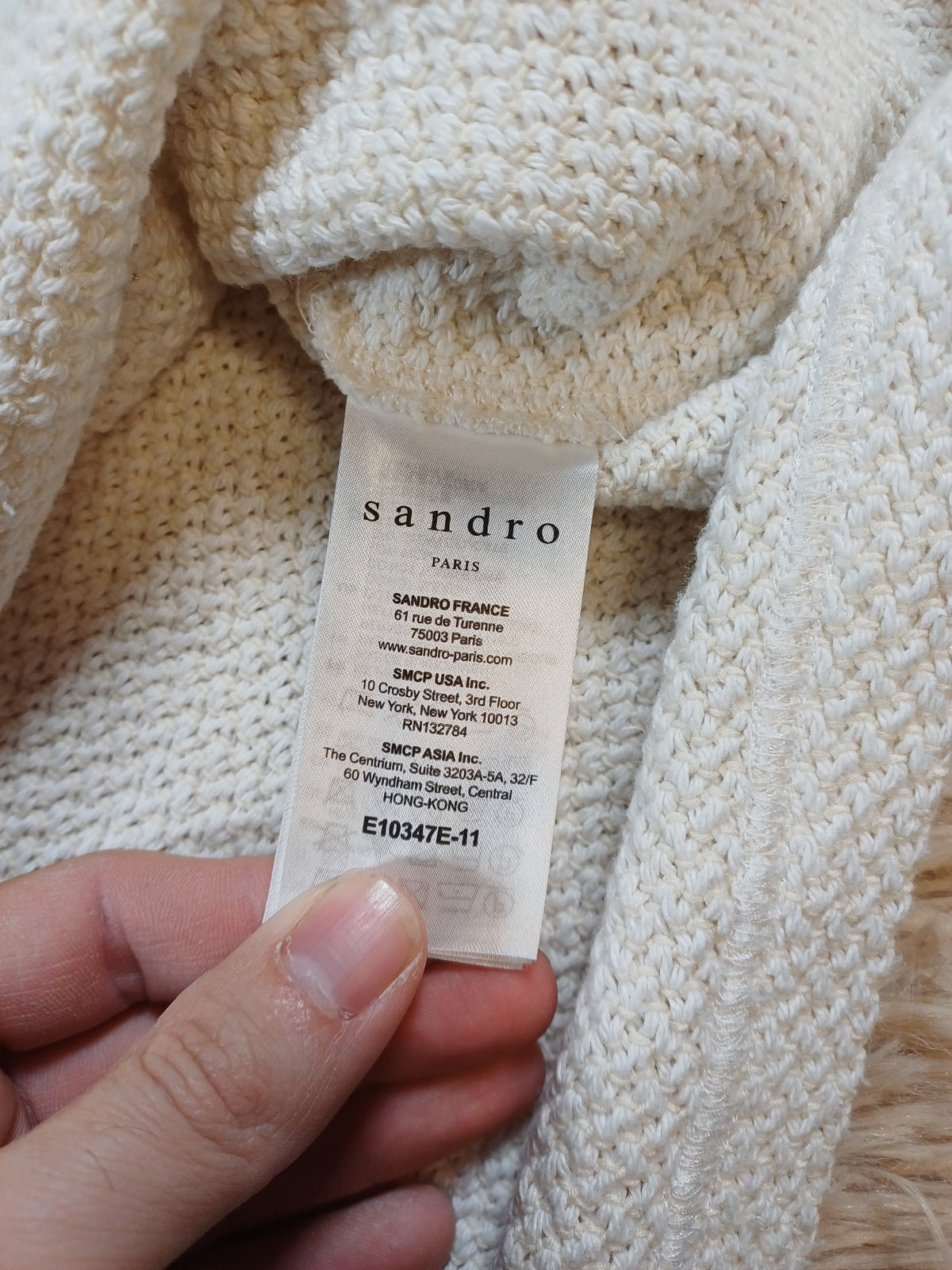 Tricot en laine Sandro écru et corail – M Sandro