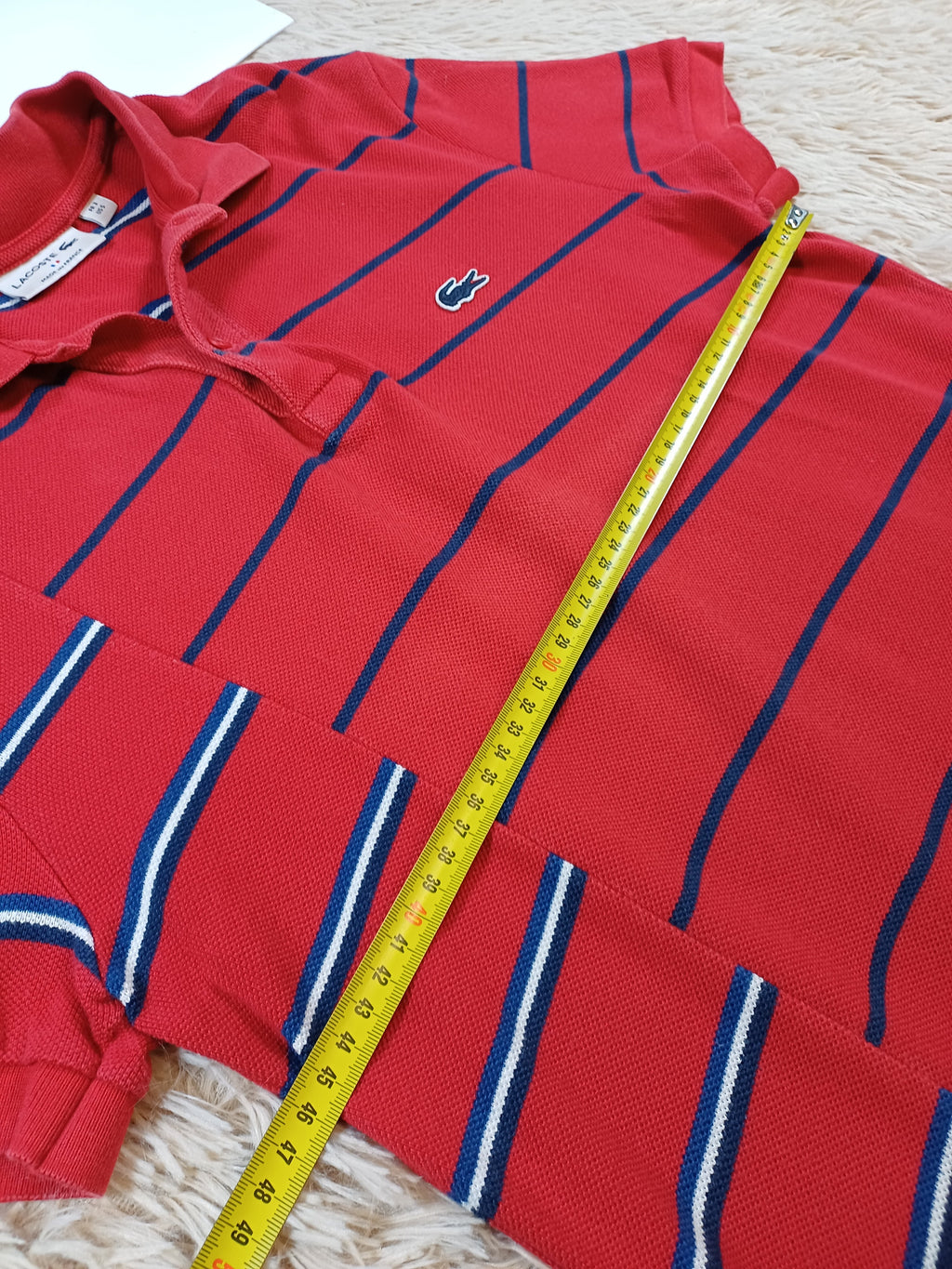 Polo rouge rayé Lacoste – taille 3 (S) Lacoste