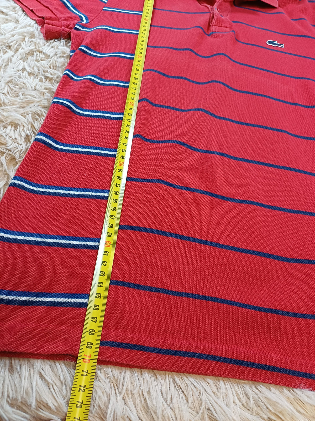 Polo rouge rayé Lacoste – taille 3 (S) Lacoste