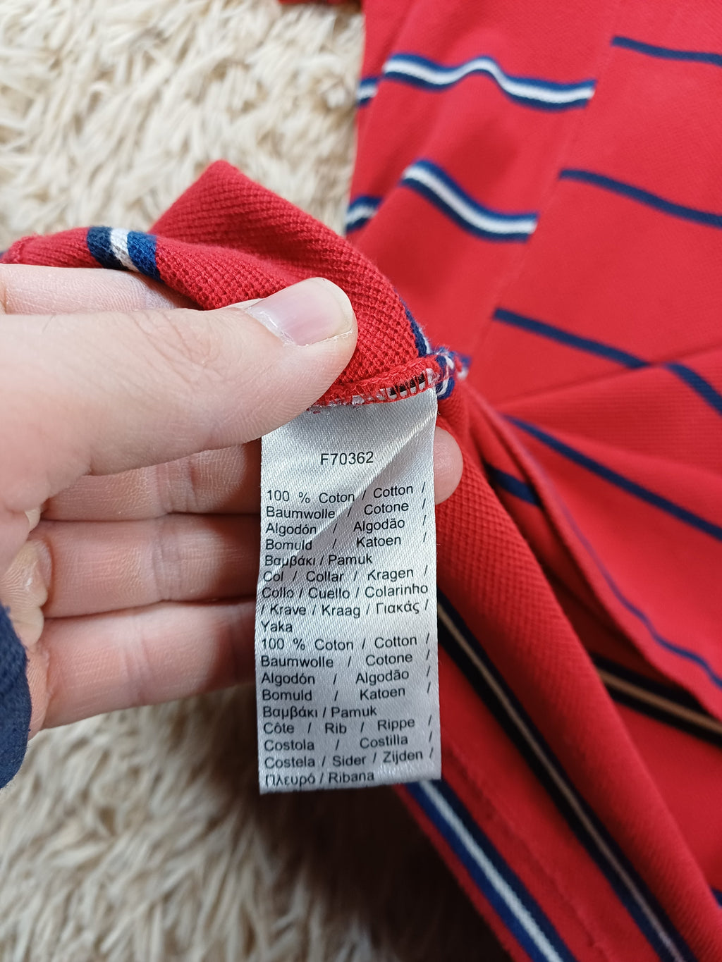 Polo rouge rayé Lacoste – taille 3 (S) Lacoste