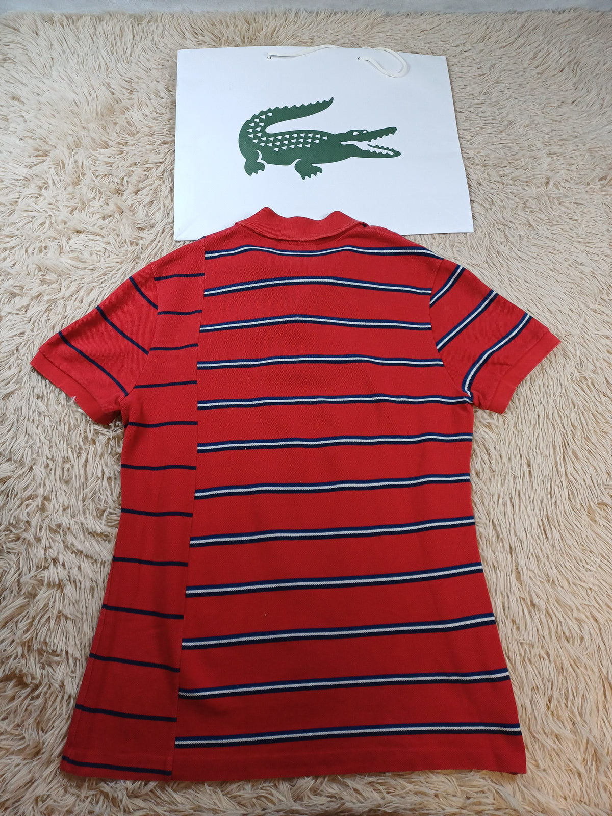 Polo rouge rayé Lacoste – taille 3 (S) Lacoste