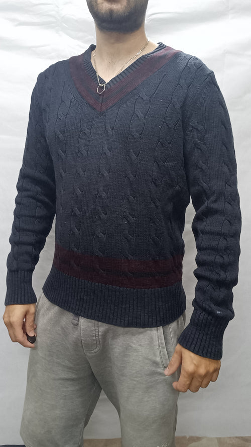 Pull marine Torsadé - Tommy Hilfiger - Taille M