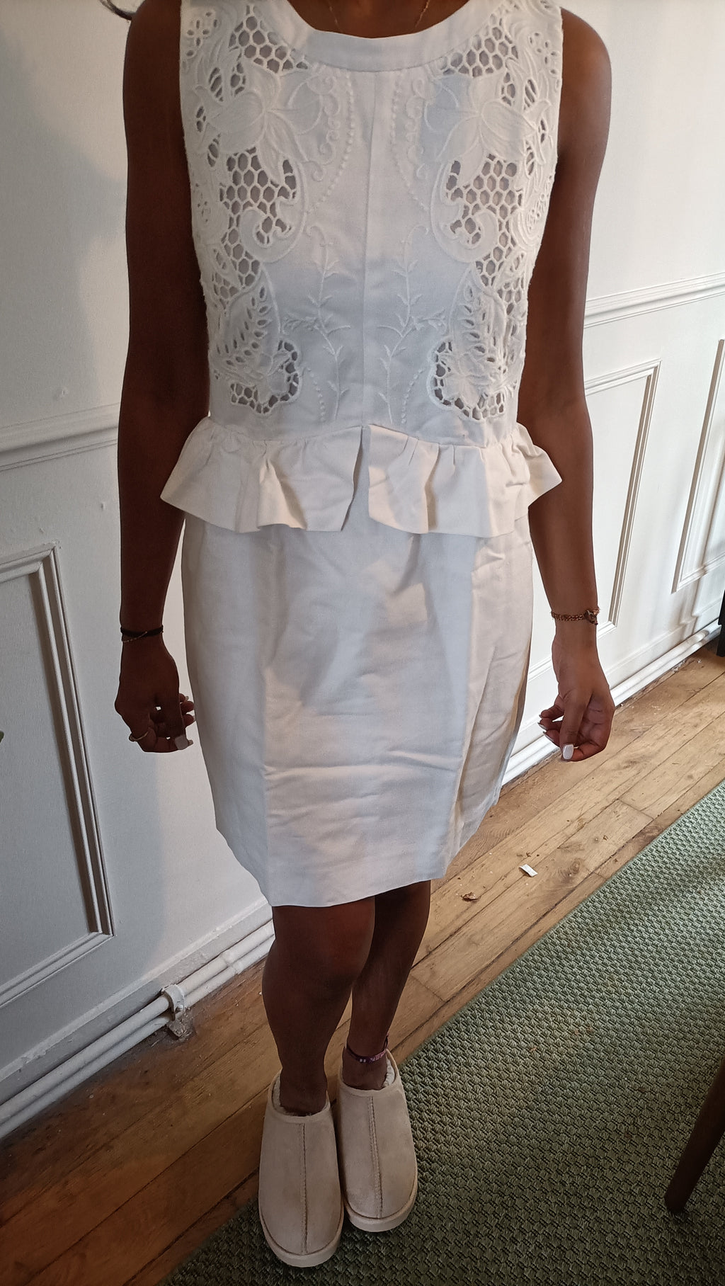 Robe Sandro blanche en dentelle – Taille 40
