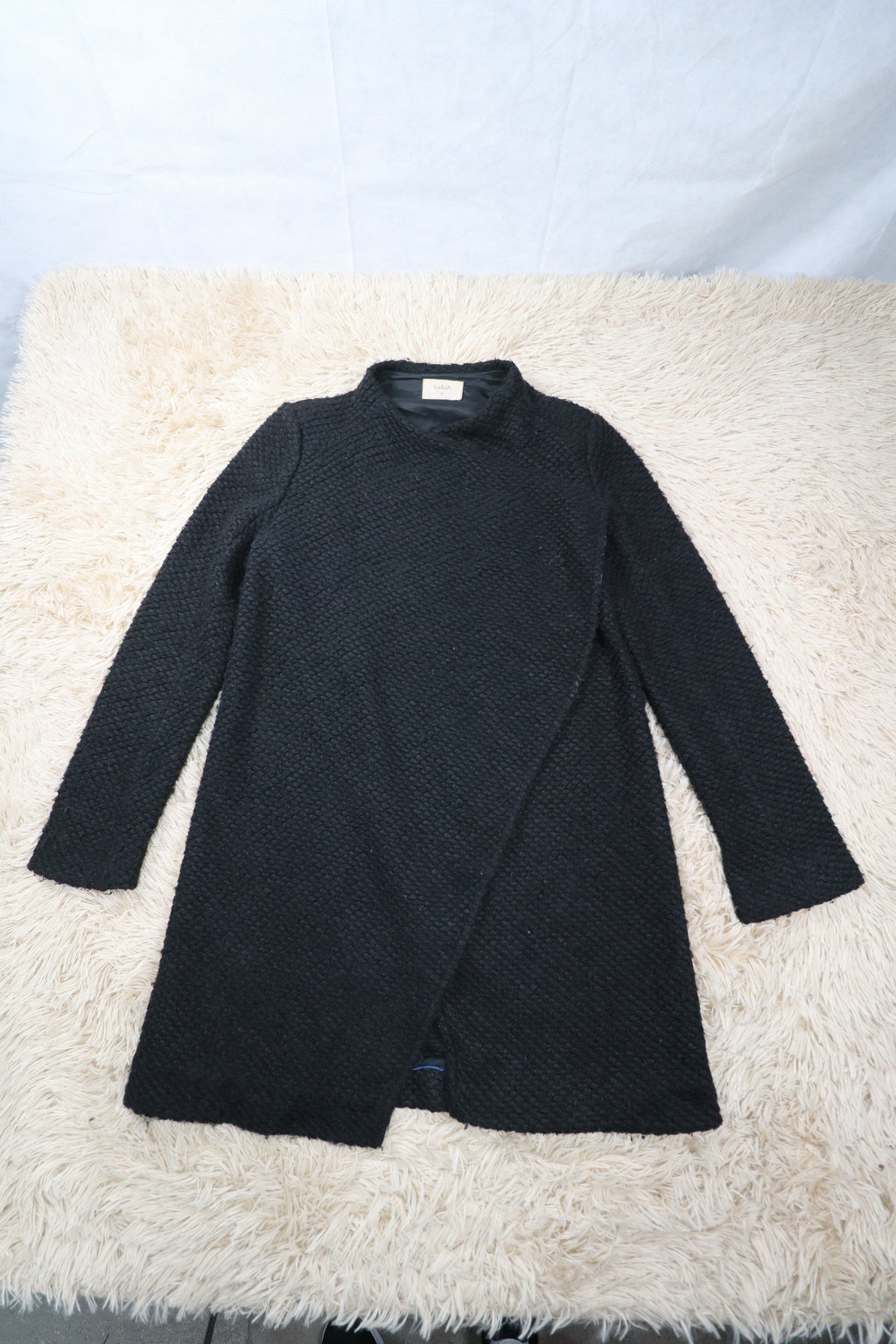 Cardigan manteau noir ba&sh en laine texturée - M ba&sh