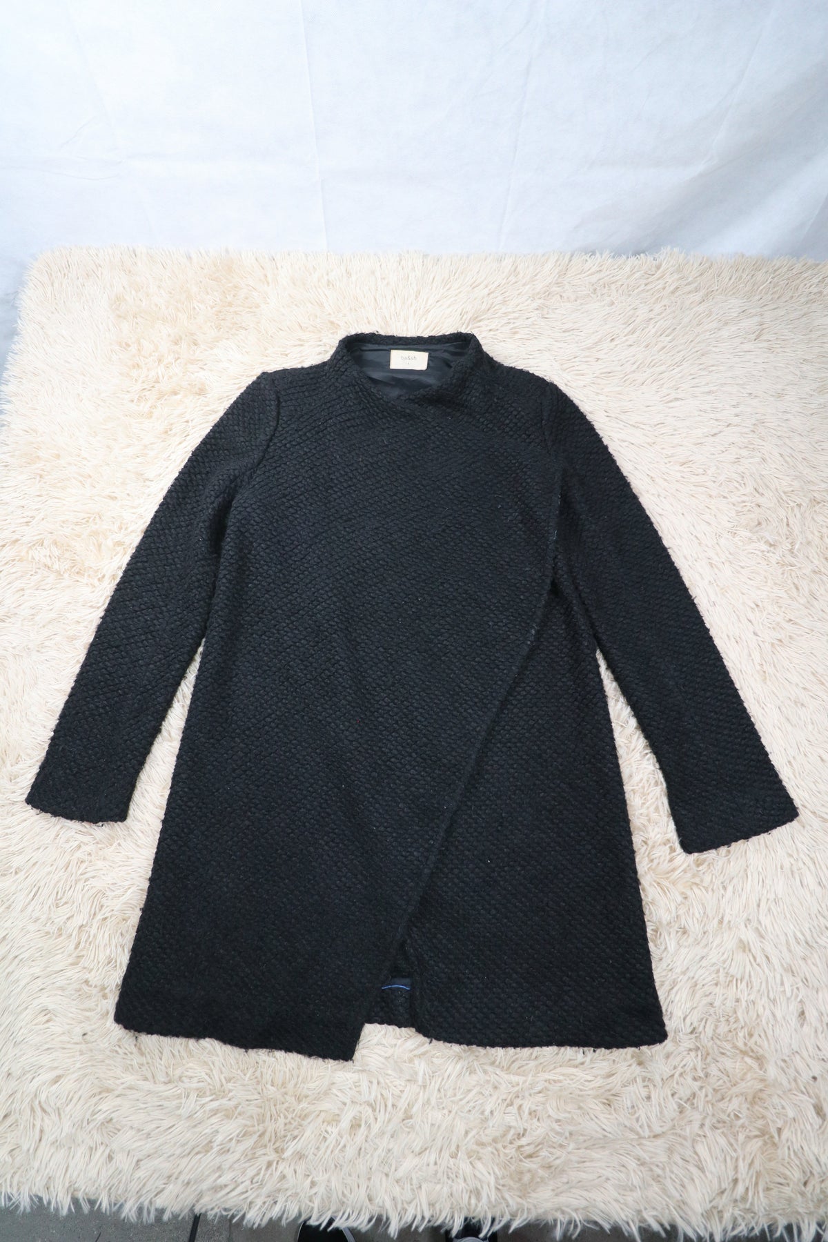Cardigan manteau noir ba&sh en laine texturée - M ba&sh