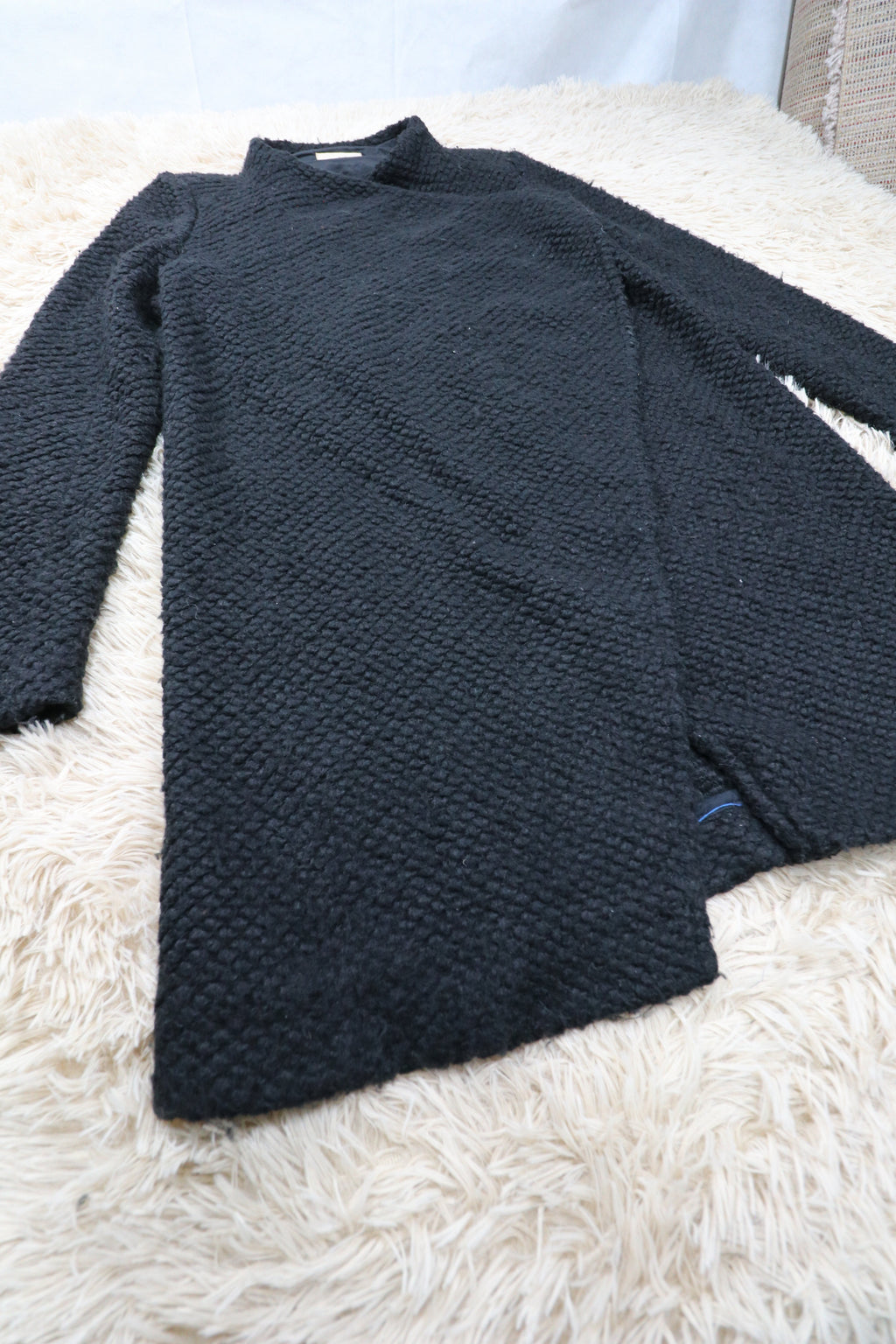 Cardigan manteau noir ba&sh en laine texturée - M ba&sh