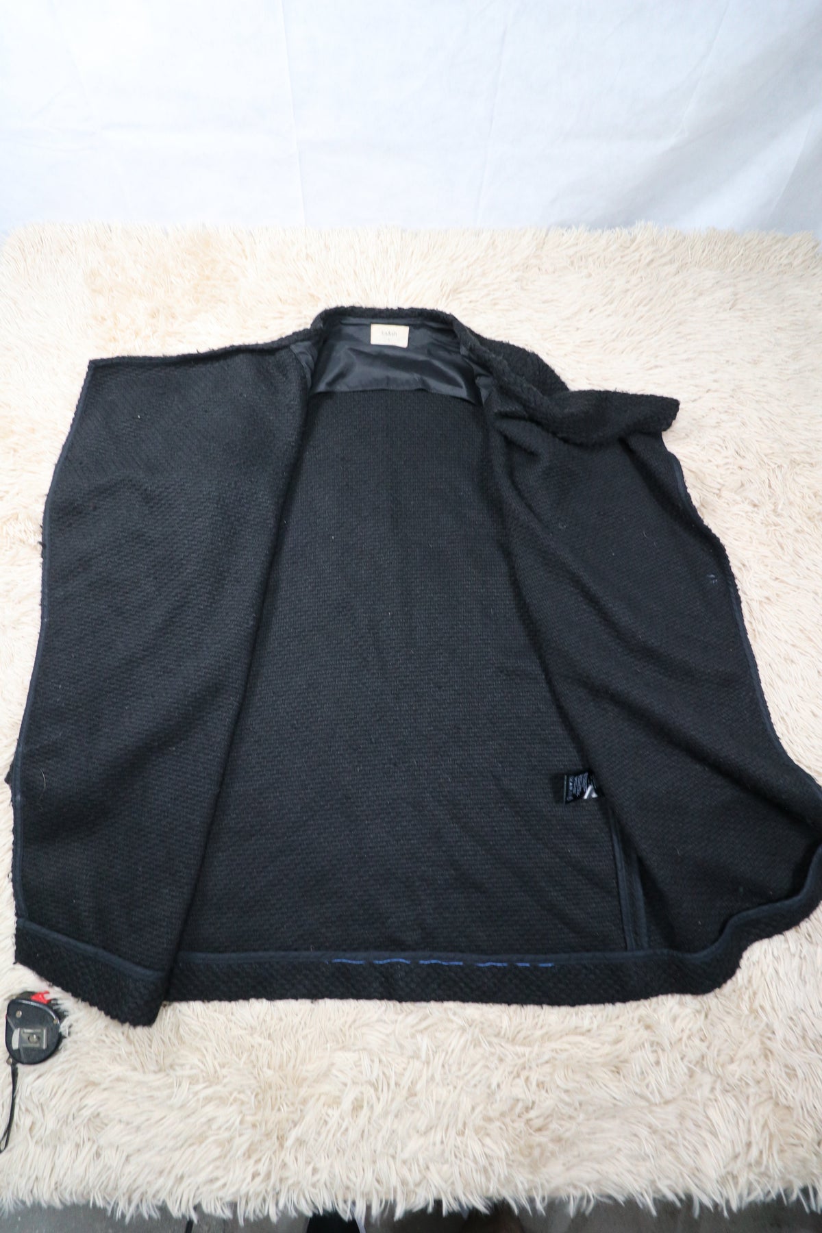 Cardigan manteau noir ba&sh en laine texturée - M ba&sh