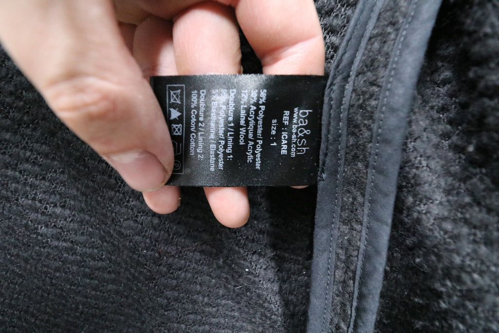 Cardigan manteau noir ba&sh en laine texturée - M ba&sh